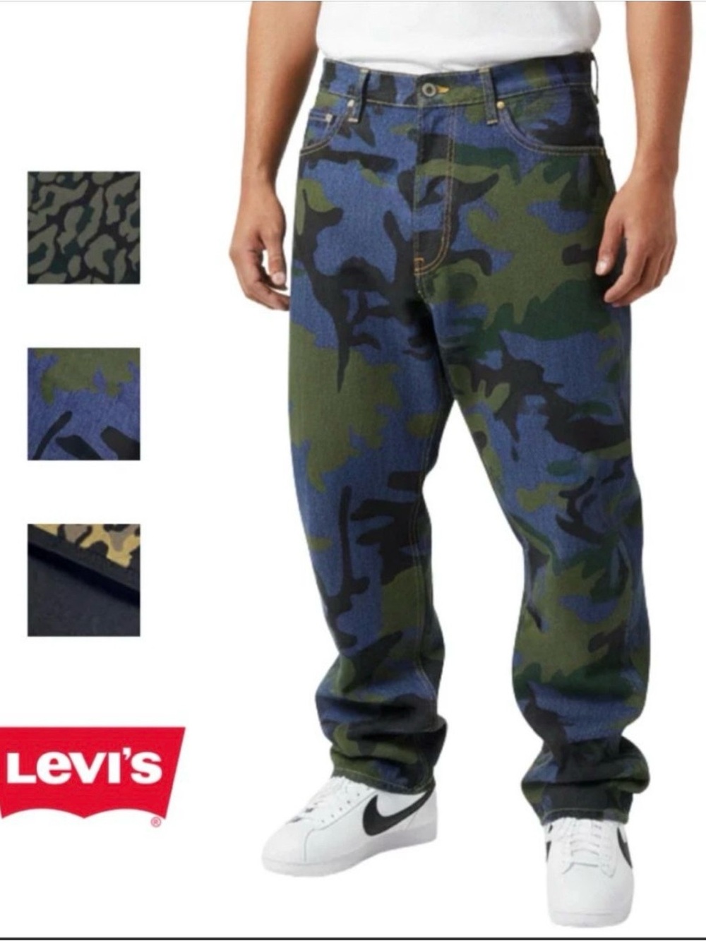 Levi's Men's Relaxed Camo Jeans in Blue & Green